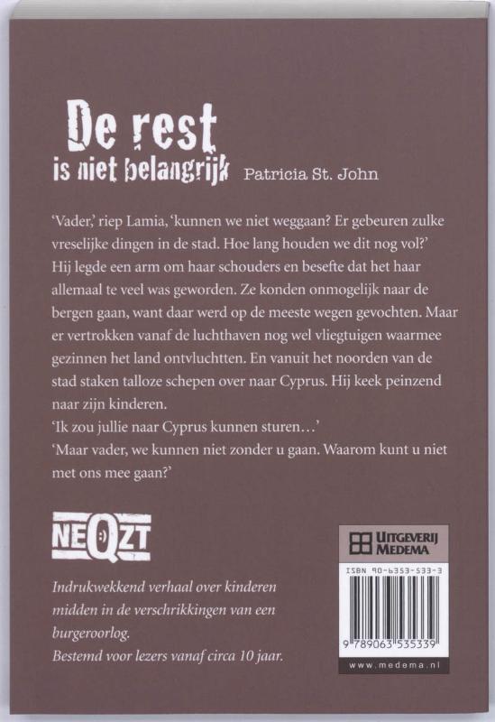 Achterkant van De rest is niet belangrijk