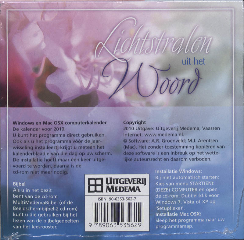 Achterkant van Lichtstralen uit het woord 2010