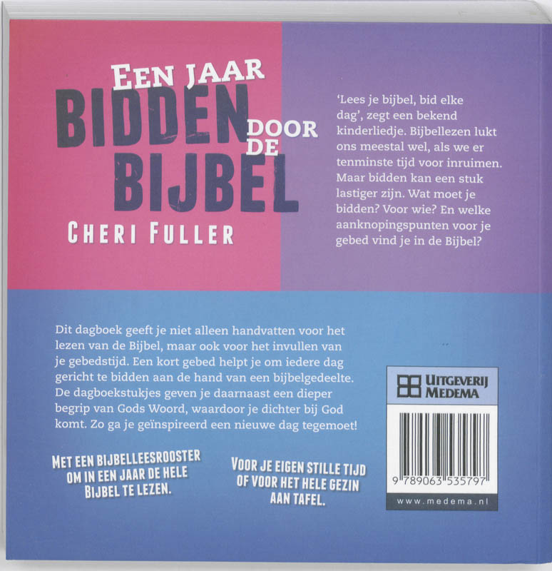 Achterkant van Een jaar bidden door de bijbel
