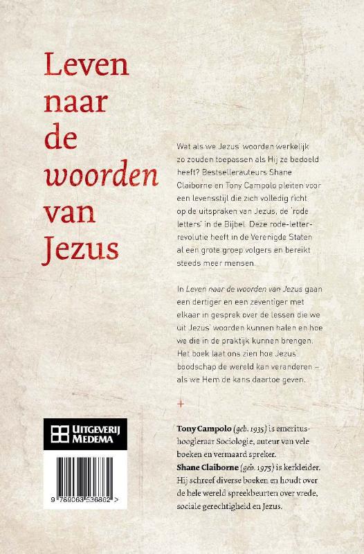 Achterkant van Leven naar de woorden van Jezus