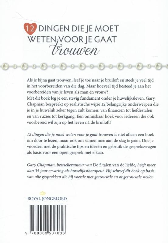 Achterkant van 12 dingen die je moet weten voor je gaat trouwen