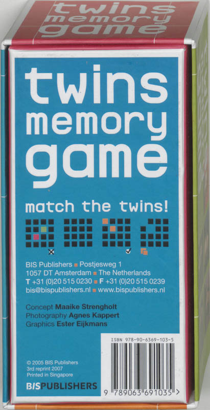 Achterkant van Twins Memory Game