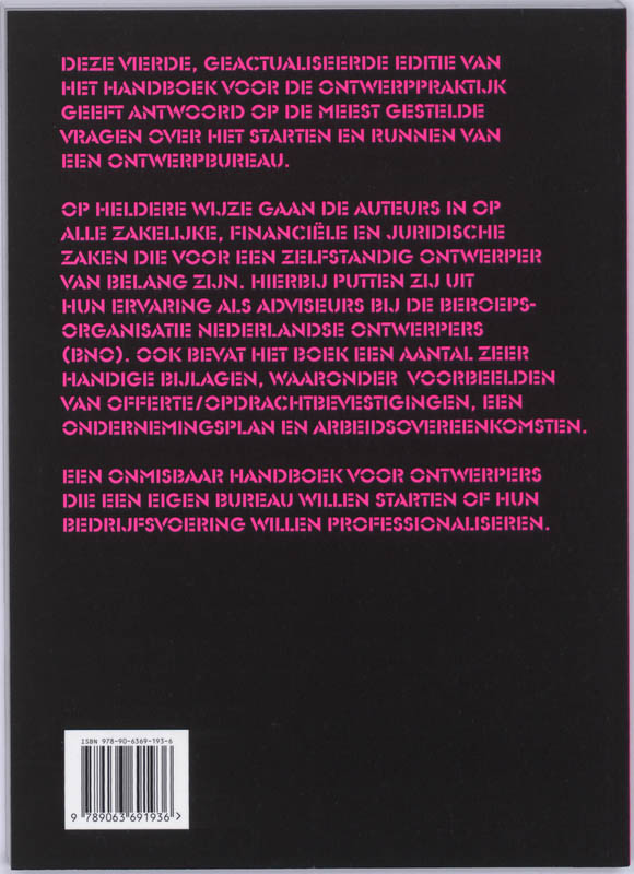 Achterkant van Handboek voor het opzetten van een ontwerppraktijk