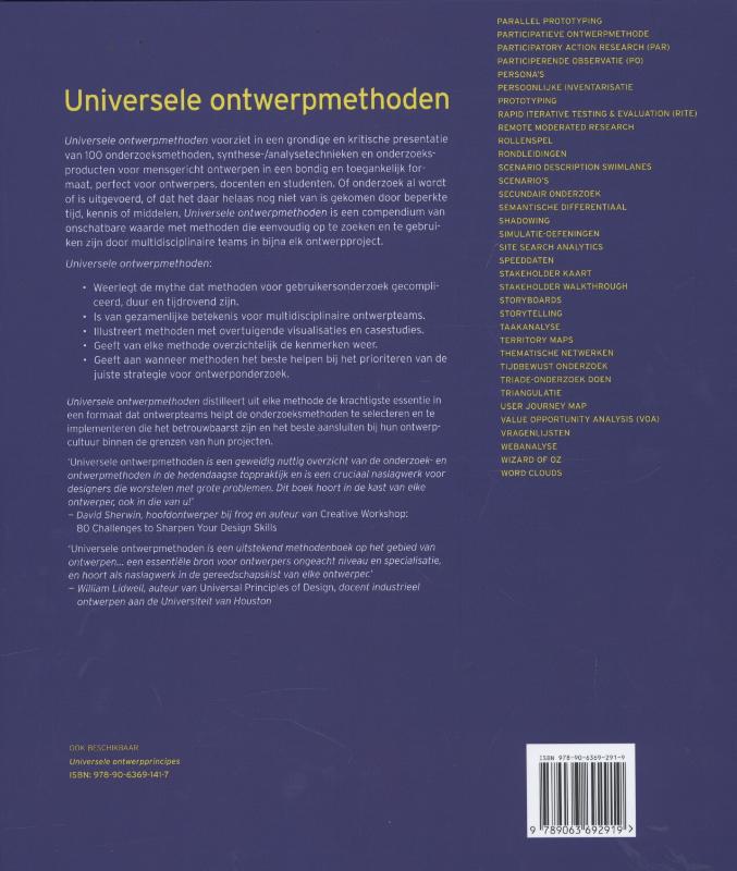 Achterkant van Universele ontwerpmethoden
