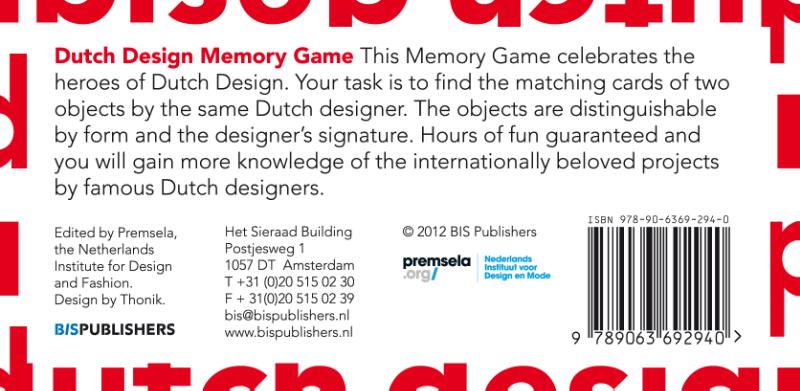Achterkant van Dutch design memory game