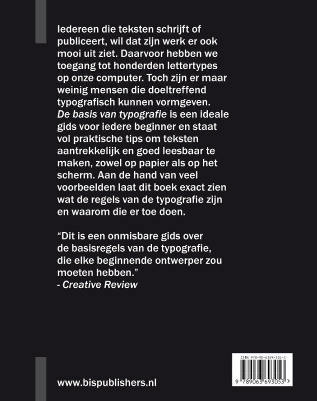 Achterkant van De basis van typografie