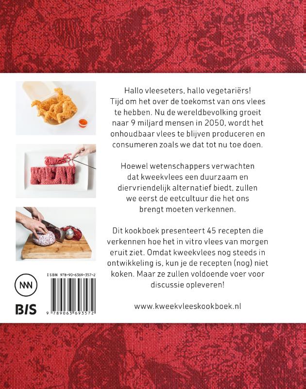 Achterkant van Het kweekvlees kookboek