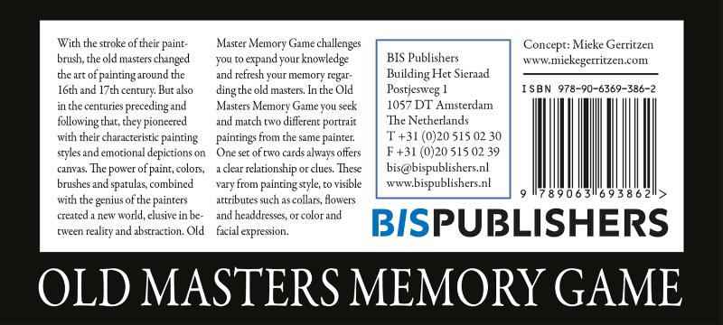 Achterkant van Old masters memory game