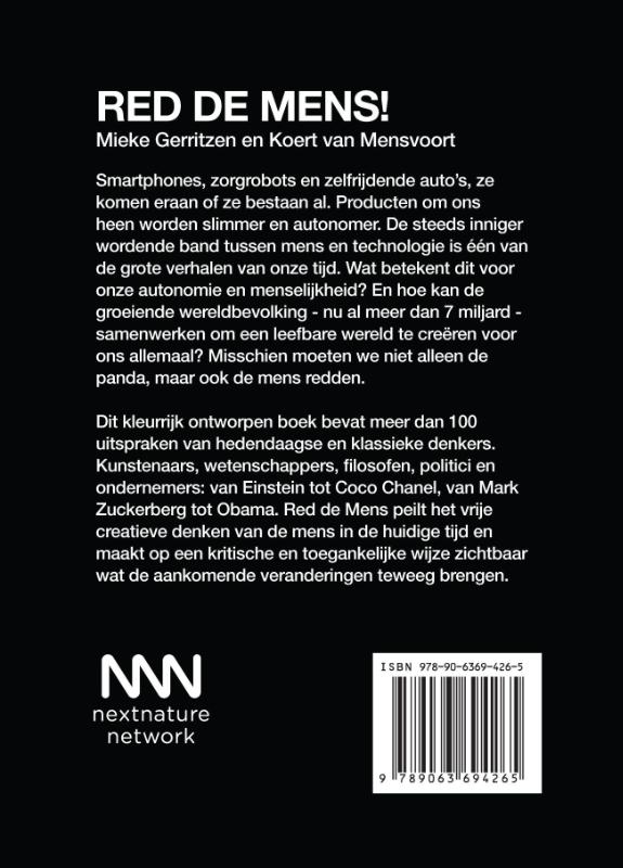 Achterkant van Red de mens!
