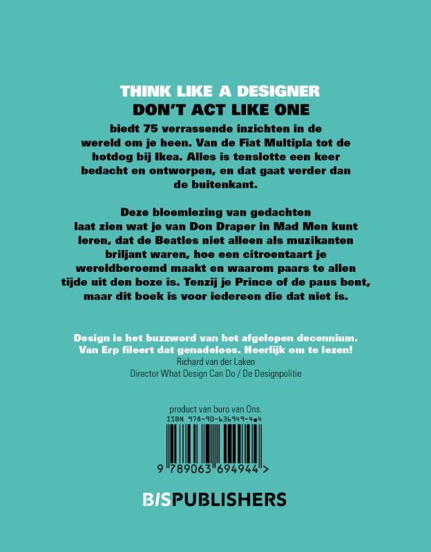 Achterkant van Think like a designer, don't act like one