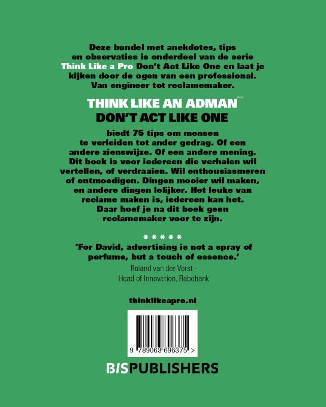 Achterkant van Think Like an Adman