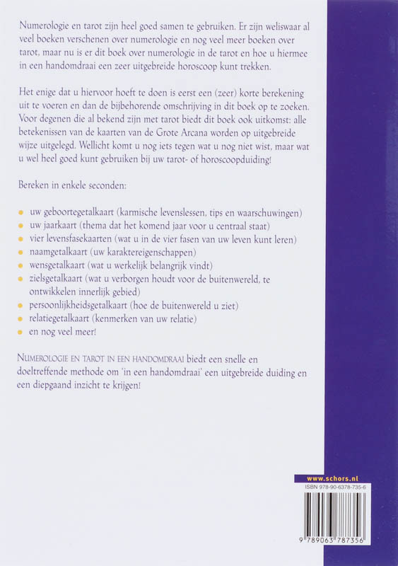 Achterkant van Numerologie en tarot in een handomdraai