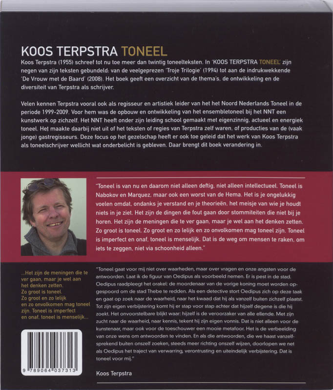 Achterkant van Toneel van de Troje Trilogie tot de Vrouw met de baard
