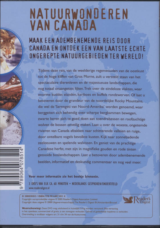 Achterkant van Natuurwonderen van Canada