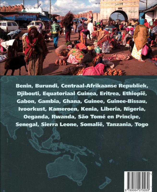 Achterkant van West- Midden- en Oost-Afrika