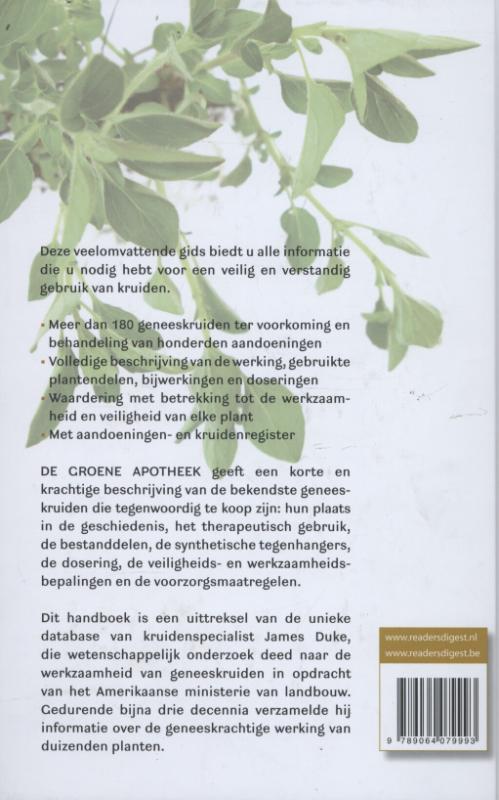 Achterkant van De groene apotheek