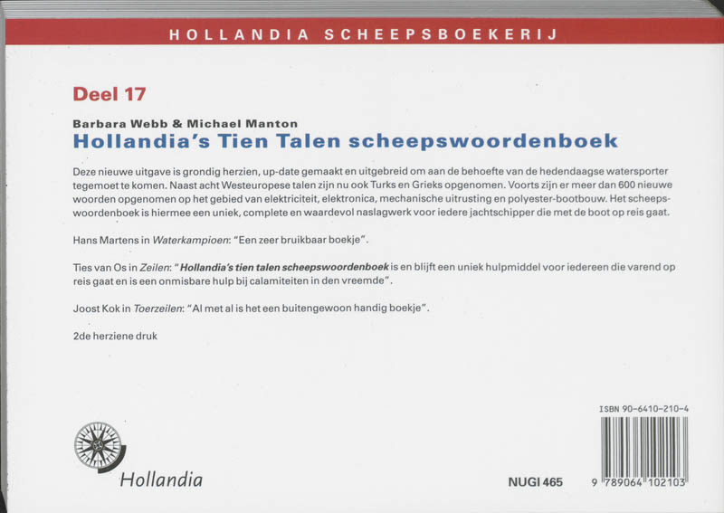 Achterkant van Hollandia's tien talen scheepswoordenboek