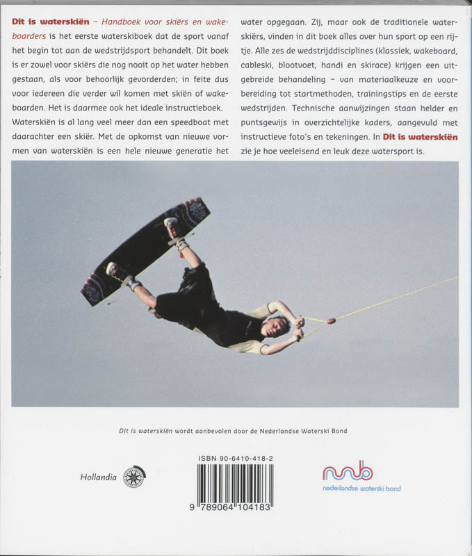 Achterkant van Dit is waterskiën