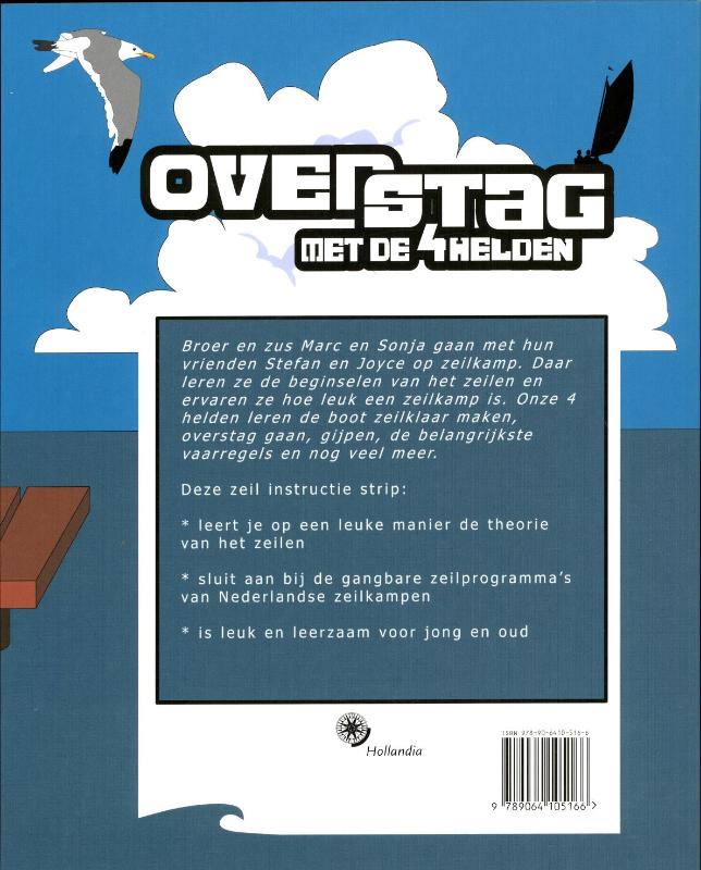 Achterkant van Overstag metde 4 helden