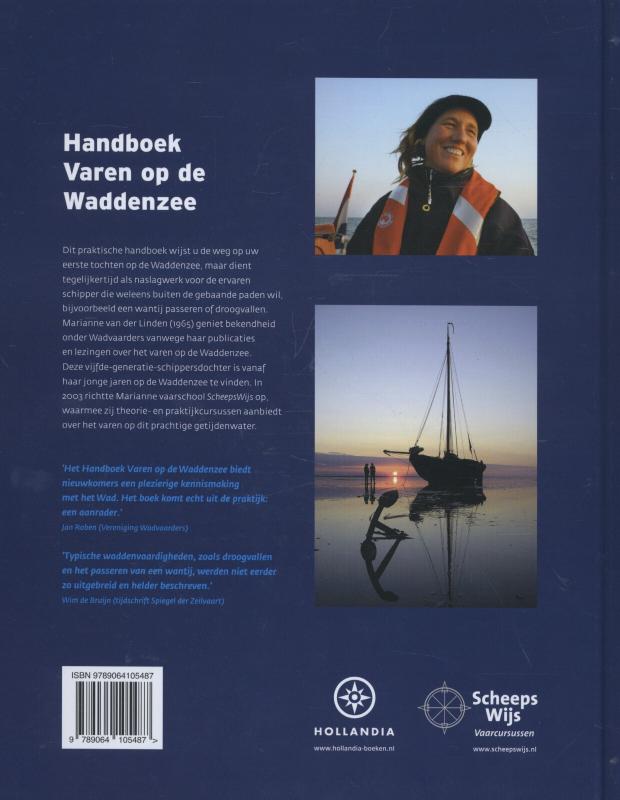 Achterkant van Handboek varen op de Waddenzee
