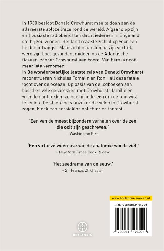 Achterkant van De wonderbaarlijke laatste reis van Donald Crowhurst
