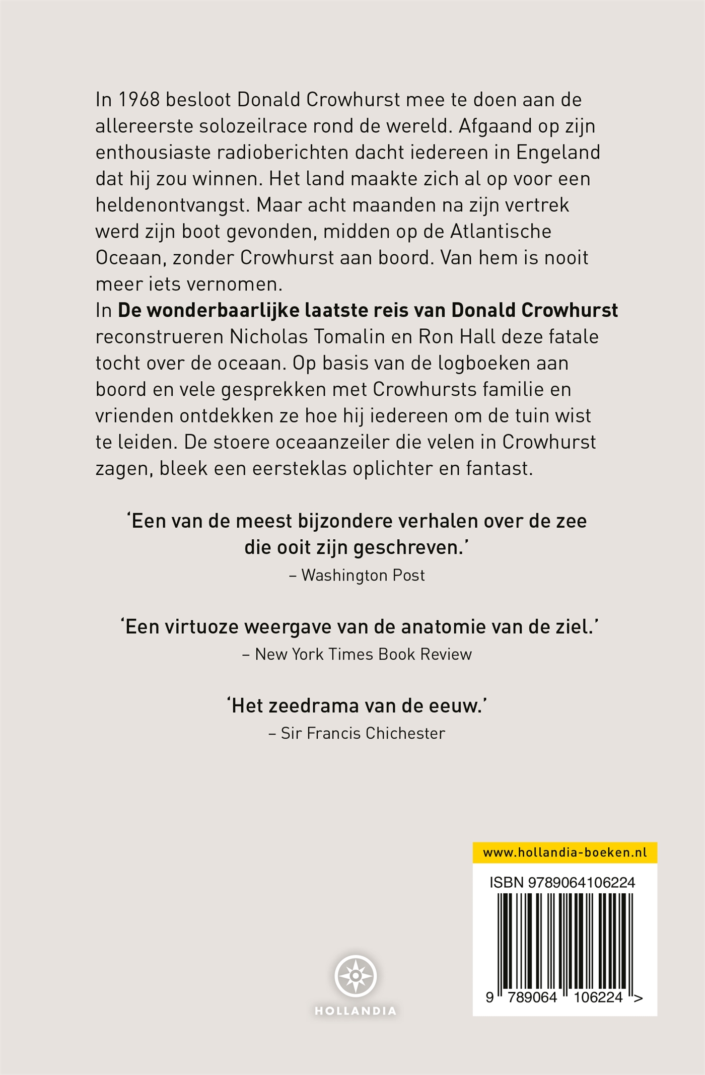 Achterkant van De wonderbaarlijke laatste reis van Donald Crowhurst