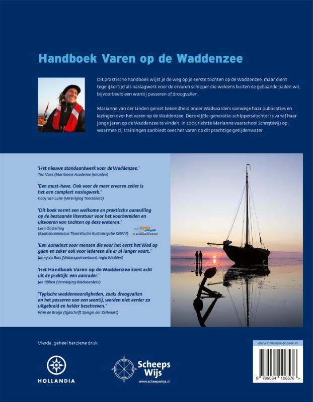 Achterkant van Handboek varen op de Waddenzee