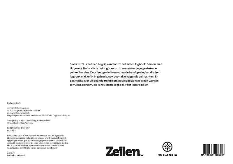 Achterkant van Zeilen logboek