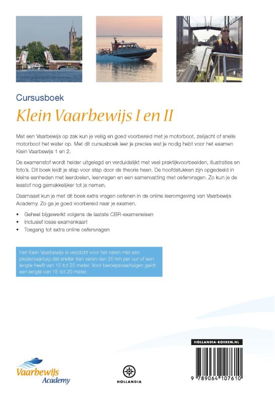 Achterkant van Vaarbewijs Academy Cursusboek Klein Vaarbewijs I en II