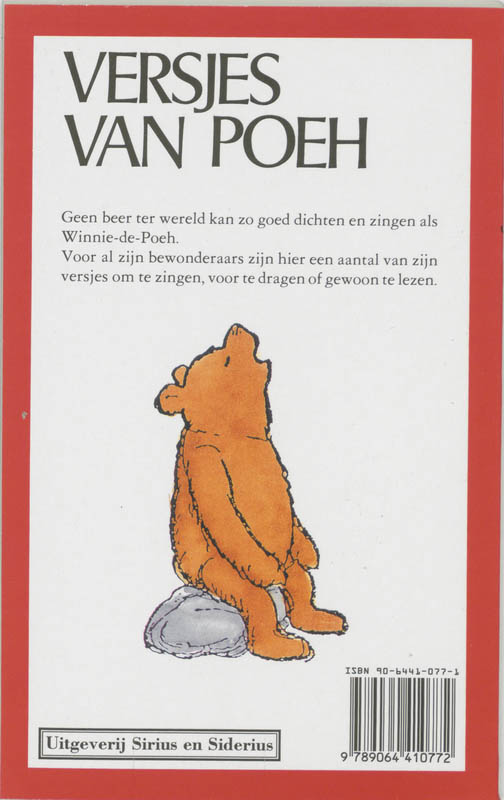 Achterkant van Versjes van Poeh