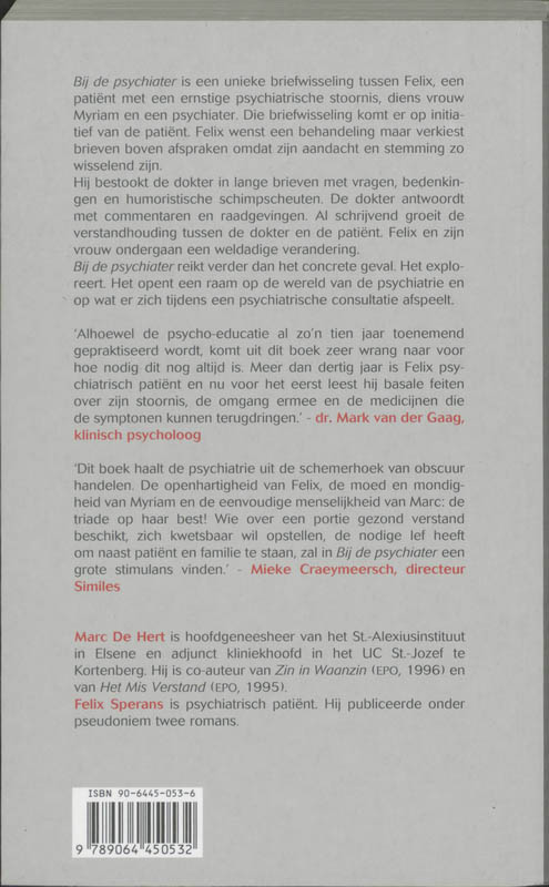 Achterkant van Bij de psychiater