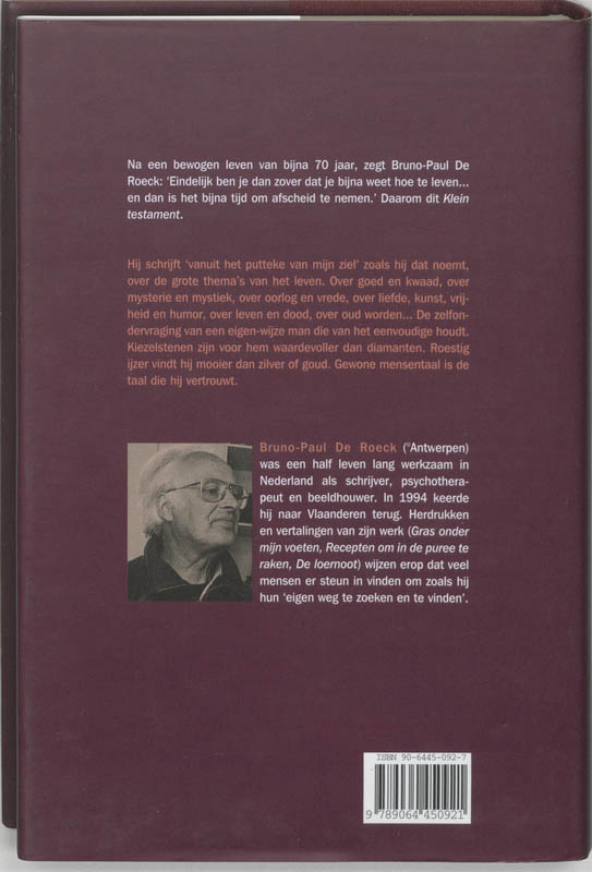 Achterkant van Klein testament