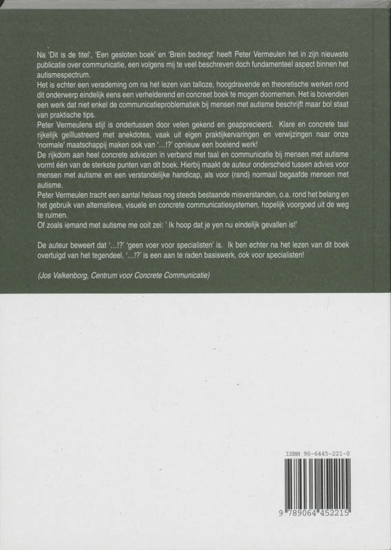 Achterkant van Over autisme & communicatie