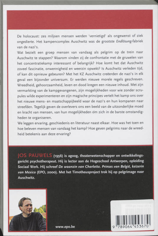 Achterkant van Pelgrim in Auschwitz