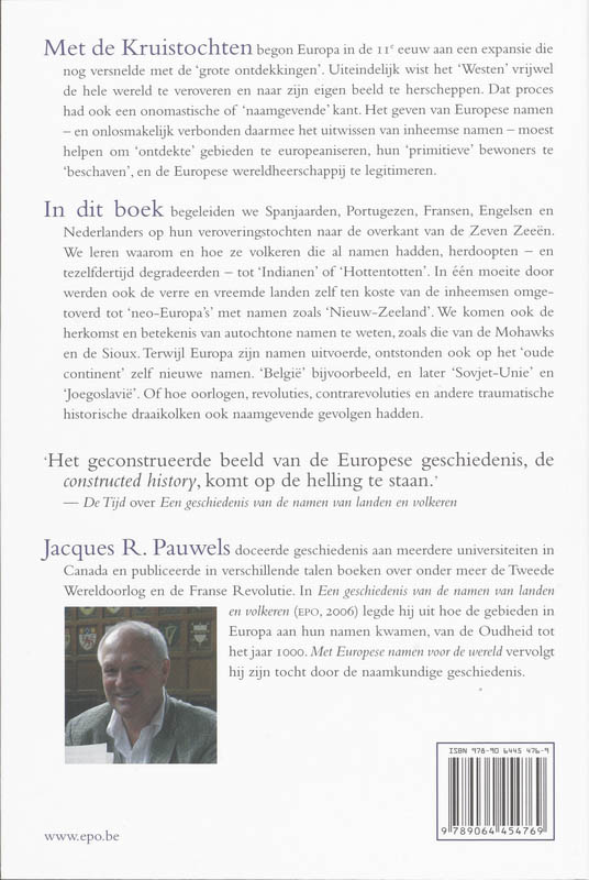 Achterkant van Europese namen van de wereld