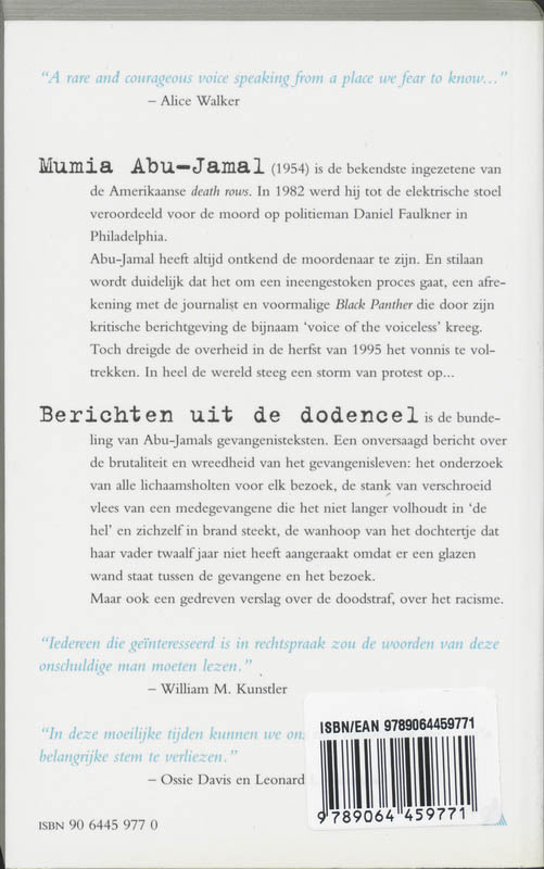 Achterkant van Berichten uit de dodencel