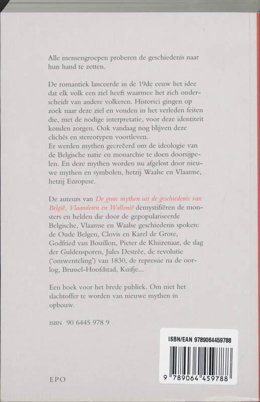 Achterkant van De grote mythen uit de geschiedenis van Belgie, Vlaanderen en Wallonie