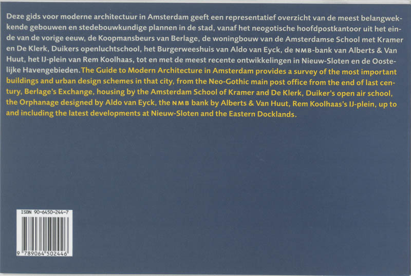 Achterkant van Gids voor moderne architectuur in Amsterdam = Guide to modern architecture in Amsterdam