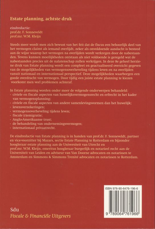 Achterkant van Estate planning