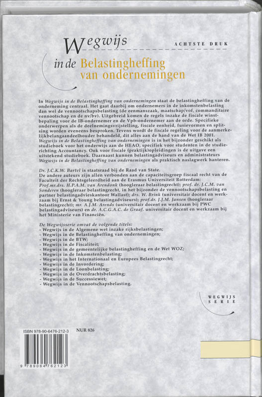 Achterkant van Wegwijs in de Belastingheffing van ondernemingen