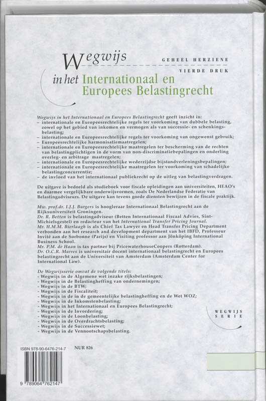 Achterkant van Wegwijs in het internationaal en Europees Belastingrecht
