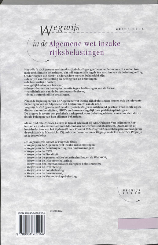 Achterkant van Wegwijs in de Algemene wet inzake rijksbelastingen