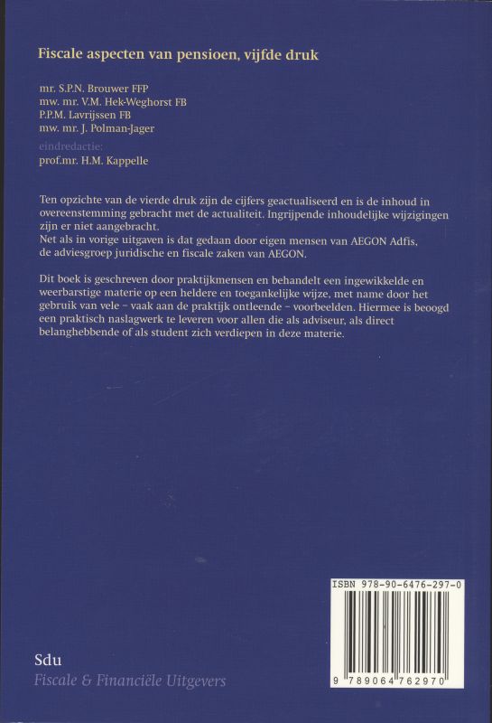 Achterkant van Fiscale aspecten van pensioenen