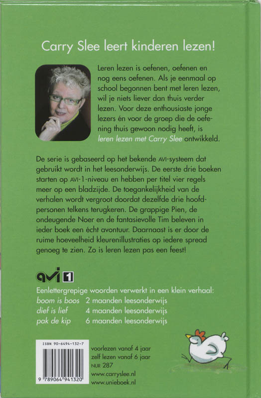 Achterkant van Pak de kip