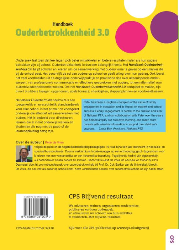 Achterkant van Handboek ouderbetrokkenheid 3.0