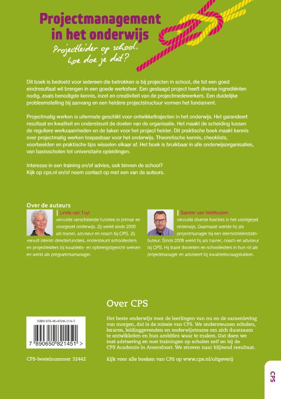 Achterkant van Projectmanagement in het onderwijs