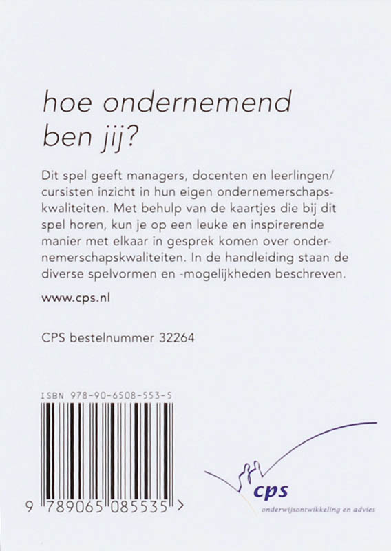 Achterkant van Het school ondernemerschapsspel