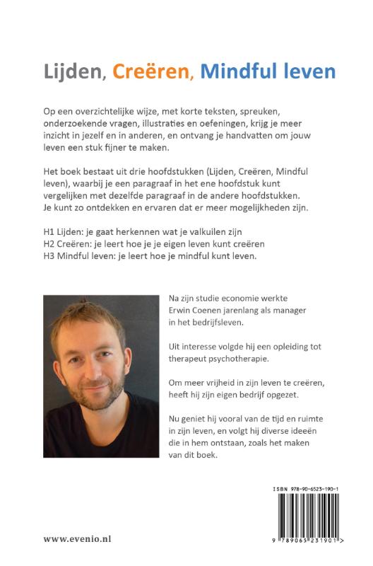 Achterkant van Lijden, creëren, mindful leven