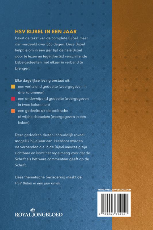 Achterkant van HSV Bijbel in een jaar