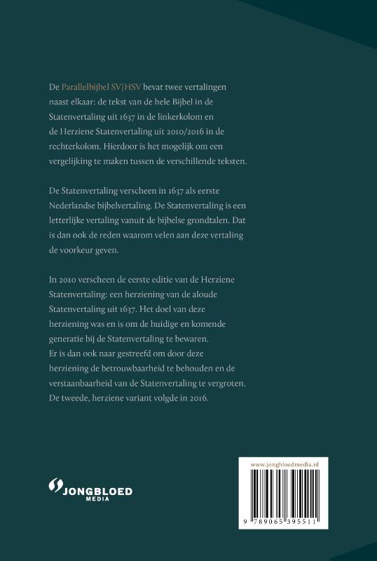 Achterkant van Parallelbijbel